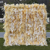 Aperturee - Aperturee Yellow Boho Faux Spruce Leaf Floral Wall Backdrop